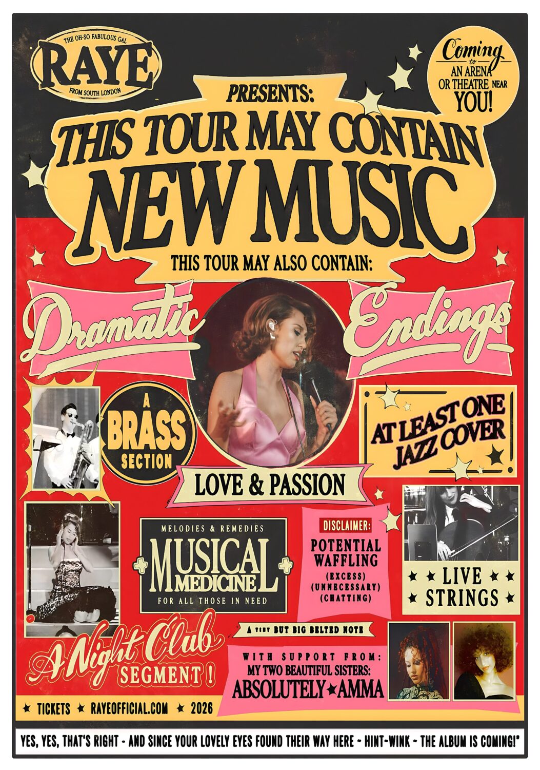 RAYE tour poster — 2026–2027